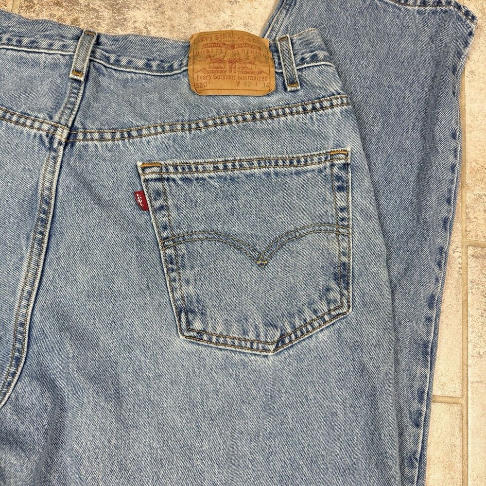Vintage Levis Jeans Mens 42x34 Relaxed Fit 550 Tapered Blue 2001 Y2K - Picture 7 of 10